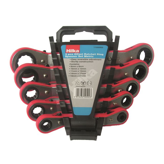 5 pce Ratchet Ring Spanner Set Metric