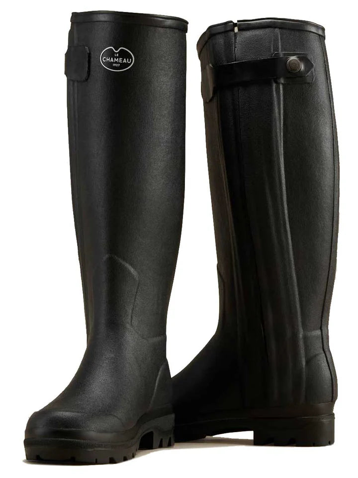 LE CHAMEAU Chasseur Boots - Neoprene Lined Full Zip - Black